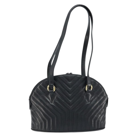 SAINT LAURENT Shoulder Bag Leather Black Gold Auth 173689