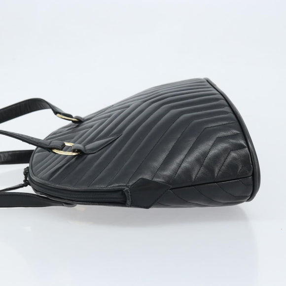 SAINT LAURENT Shoulder Bag Leather Black Gold Auth 173689