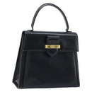 Salvatore Ferragamo Hand Bag Leather Black Gold Auth 173690-1