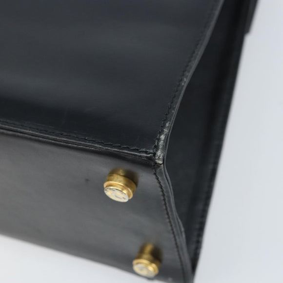 Salvatore Ferragamo Hand Bag Leather Black Gold Auth 173690