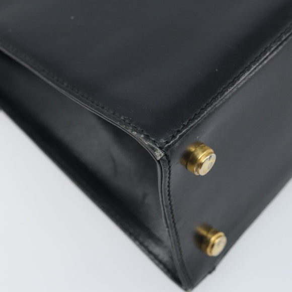 Salvatore Ferragamo Hand Bag Leather Black Gold Auth 173690