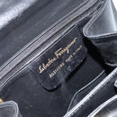 Salvatore Ferragamo Hand Bag Leather Black Gold Auth 173690-18