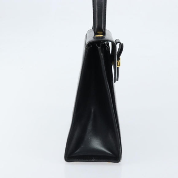 Salvatore Ferragamo Hand Bag Leather Black Gold Auth 173690