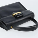 Salvatore Ferragamo Hand Bag Leather Black Gold Auth 173690-6