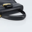 Salvatore Ferragamo Hand Bag Leather Black Gold Auth 173690-7