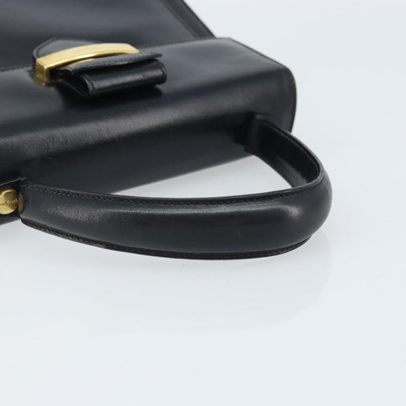 Salvatore Ferragamo Hand Bag Leather Black Gold Auth 173690