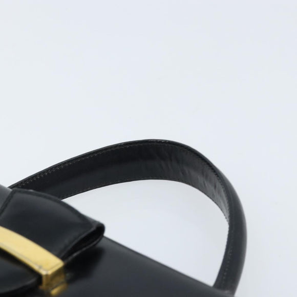 Salvatore Ferragamo Hand Bag Leather Black Gold Auth 173690