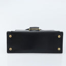 Salvatore Ferragamo Hand Bag Leather Black Gold Auth 173690-9