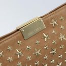 Jimmy Choo Clutch Bag Leather Beige Gold Auth 173692-17