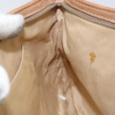Jimmy Choo Clutch Bag Leather Beige Gold Auth 173692-19