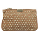 Jimmy Choo Clutch Bag Leather Beige Gold Auth 173692-13