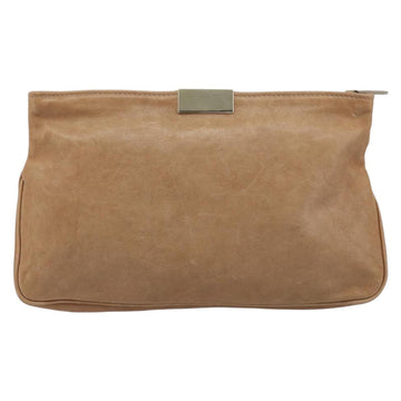 Jimmy Choo Clutch Bag Leather Beige Gold Auth 173692 - 0
