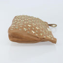 Jimmy Choo Clutch Bag Leather Beige Gold Auth 173692-3