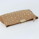 Jimmy Choo Clutch Bag Leather Beige Gold Auth 173692-5