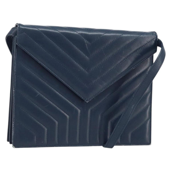 SAINT LAURENT Umhängetasche Leder Navy Gold Original 173693
