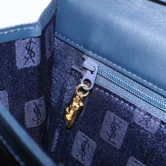 SAINT LAURENT Umhängetasche Leder Navy Gold Original 173693