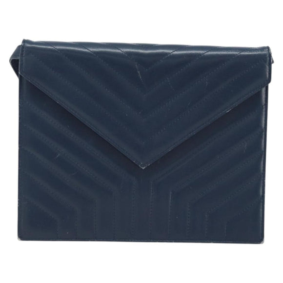 SAINT LAURENT Umhängetasche Leder Navy Gold Original 173693
