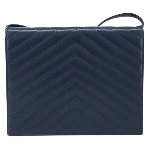 SAINT LAURENT Umhängetasche Leder Navy Gold Original 173693