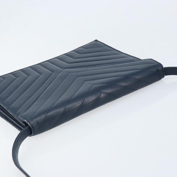 SAINT LAURENT Umhängetasche Leder Navy Gold Original 173693