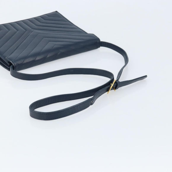 SAINT LAURENT Umhängetasche Leder Navy Gold Original 173693