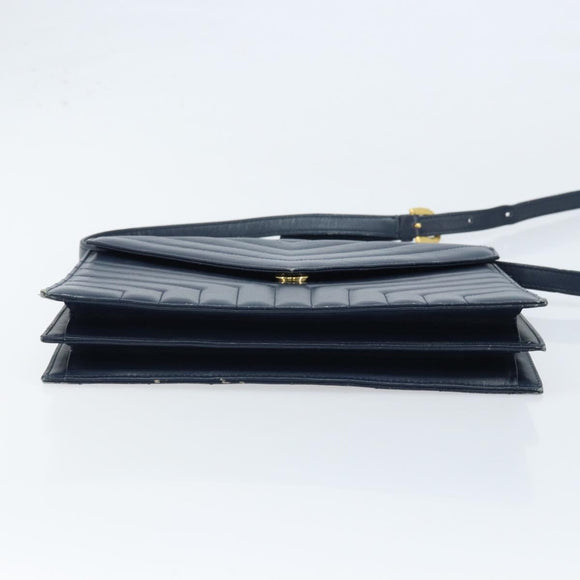 SAINT LAURENT Umhängetasche Leder Navy Gold Original 173693