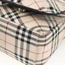 BURBERRY Nova Check Blue Label Shoulder Bag Nylon Beige Silver Auth 173694-9