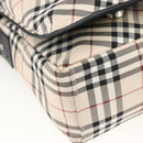 BURBERRY Nova Check Blue Label Shoulder Bag Nylon Beige Silver Auth 173694-14