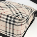 BURBERRY Nova Check Blue Label Shoulder Bag Nylon Beige Silver Auth 173694-15