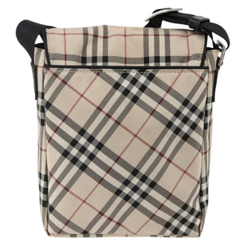 BURBERRY Nova Check Blue Label Shoulder Bag Nylon Beige Silver Auth 173694 - 0