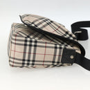 BURBERRY Nova Check Blue Label Shoulder Bag Nylon Beige Silver Auth 173694-4