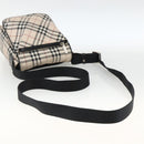 BURBERRY Nova Check Blue Label Shoulder Bag Nylon Beige Silver Auth 173694-7