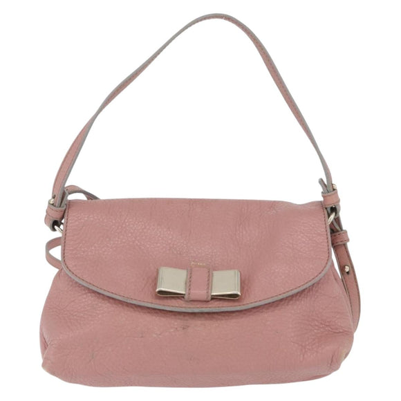 Chloe Lily Shoulder Bag Leather 2way Pink Gold Auth 173695