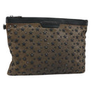 Jimmy Choo Clutch Bag Leather Brown Silver Auth 173696-1