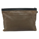 Jimmy Choo Clutch Bag Leather Brown Silver Auth 173696-3