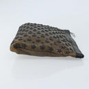 Jimmy Choo Clutch Bag Leather Brown Silver Auth 173696-4