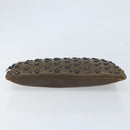 Jimmy Choo Clutch Bag Leather Brown Silver Auth 173696-7