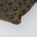 Jimmy Choo Clutch Bag Leather Brown Silver Auth 173696-8