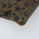 Jimmy Choo Clutch Bag Leather Brown Silver Auth 173696-9