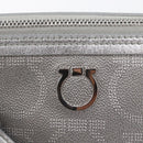 Salvatore Ferragamo Gancini Shoulder Bag PVC Leather Silver Auth 173697-18