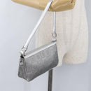 Salvatore Ferragamo Gancini Shoulder Bag PVC Leather Silver Auth 173697-22