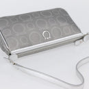 Salvatore Ferragamo Gancini Shoulder Bag PVC Leather Silver Auth 173697-7
