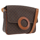 CELINE Macadam Canvas Shoulder Bag PVC Leather Brown Gold Auth 173698A-1
