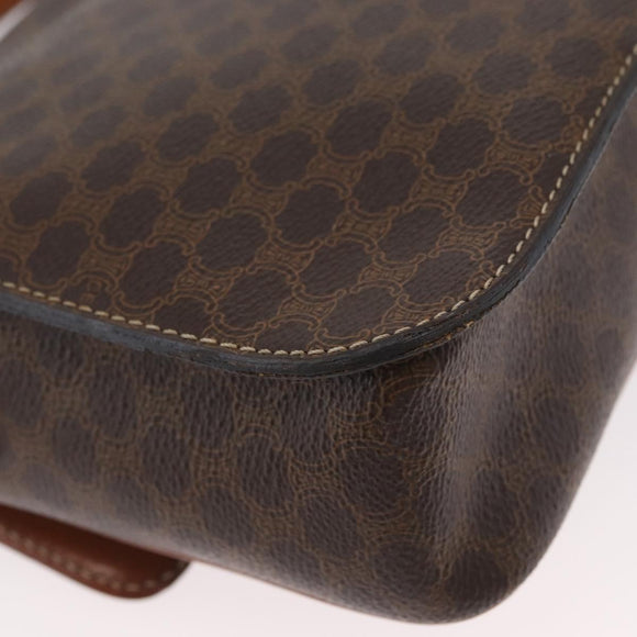 CELINE Macadam Canvas Shoulder Bag PVC Leather Brown Gold Auth 173698A