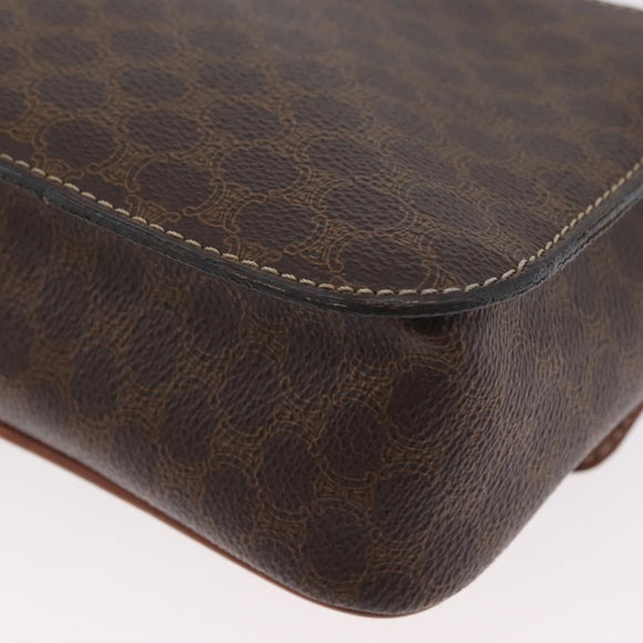 CELINE Macadam Canvas Shoulder Bag PVC Leather Brown Gold Auth 173698A
