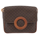 CELINE Macadam Canvas Shoulder Bag PVC Leather Brown Gold Auth 173698A-2