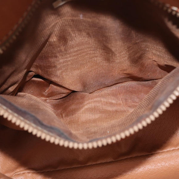 CELINE Macadam Canvas Shoulder Bag PVC Leather Brown Gold Auth 173698A
