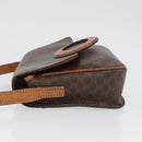 CELINE Macadam Canvas Shoulder Bag PVC Leather Brown Gold Auth 173698A-5