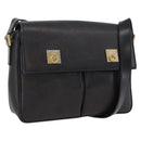 CELINE Shoulder Bag Leather Black Gold Auth 173699-1