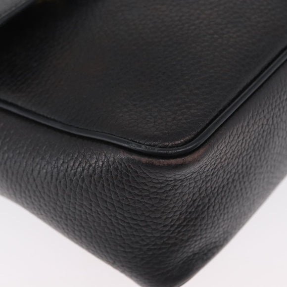 CELINE Shoulder Bag Leather Black Gold Auth 173699