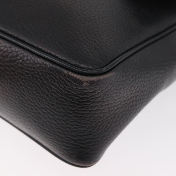 CELINE Shoulder Bag Leather Black Gold Auth 173699